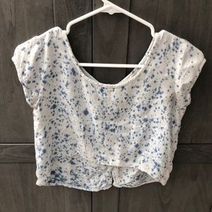 Blue and white crop top